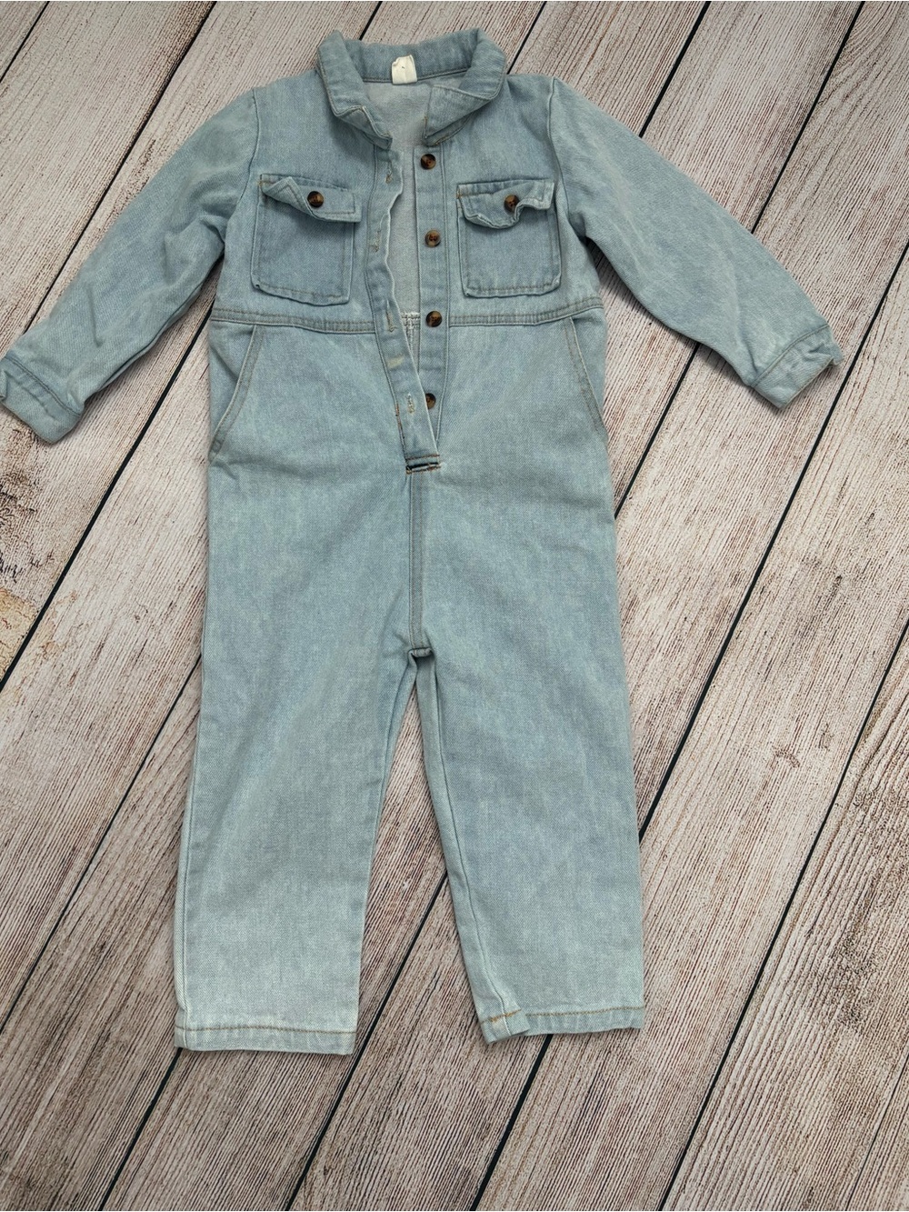 SHEIN Light Blue Denim One-Piece Jumpsuit for Kids